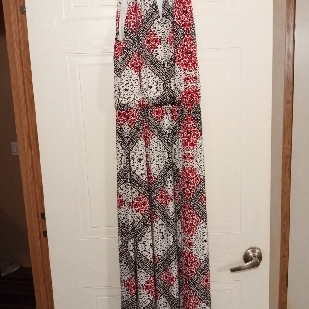 London Times Red and Black Maxi Dress